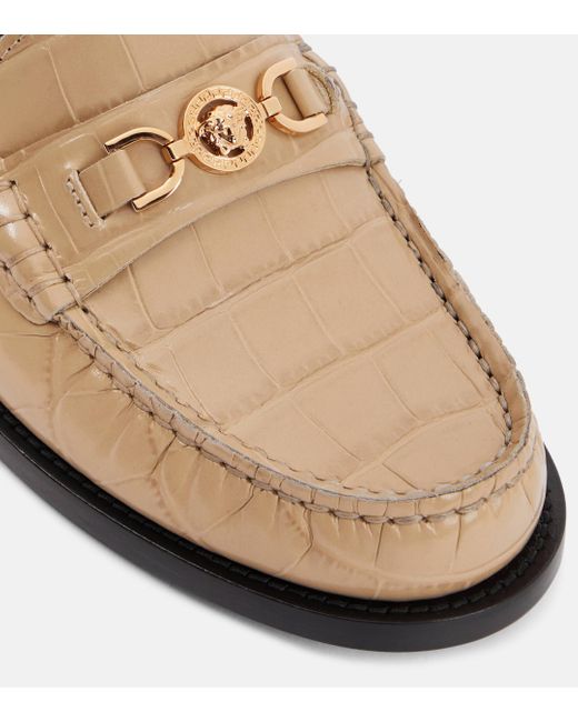 Versace Natural Medusa '95 Croc-effect Leather Loafers