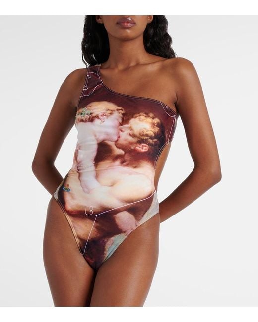 Vivienne Westwood Brown The Kiss One-Shoulder Swimsuit