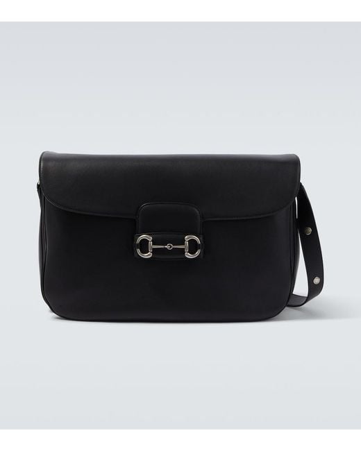 Gucci Black 1955 Horsebit Aura Leather Crossbody Bag for men
