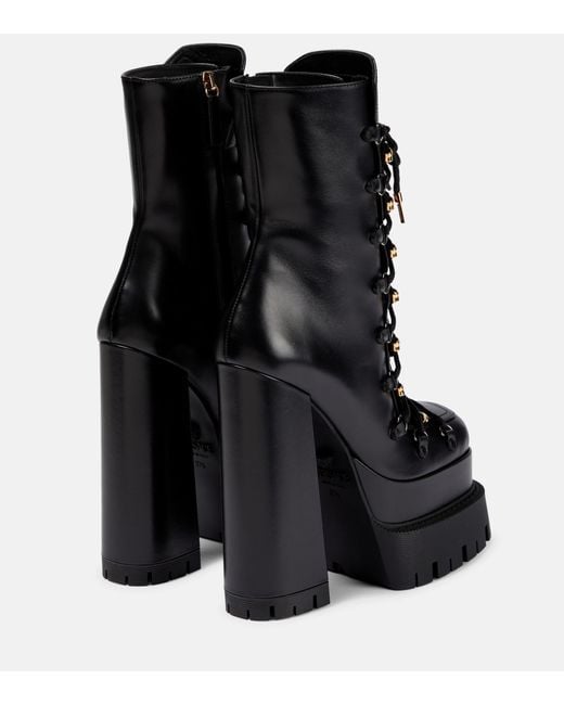 Versace Aevitas Lace-up Leather Ankle Boots in Black | Lyst
