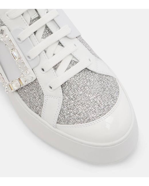 Roger Vivier White Viv' Skate Embellished Sneakers