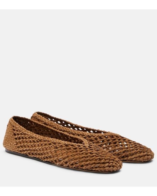 Le Monde Beryl Brown Regency Woven Suede Ballet Flats