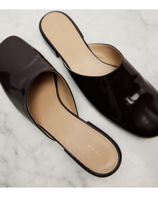 The Row Black Penelope Leather Mules