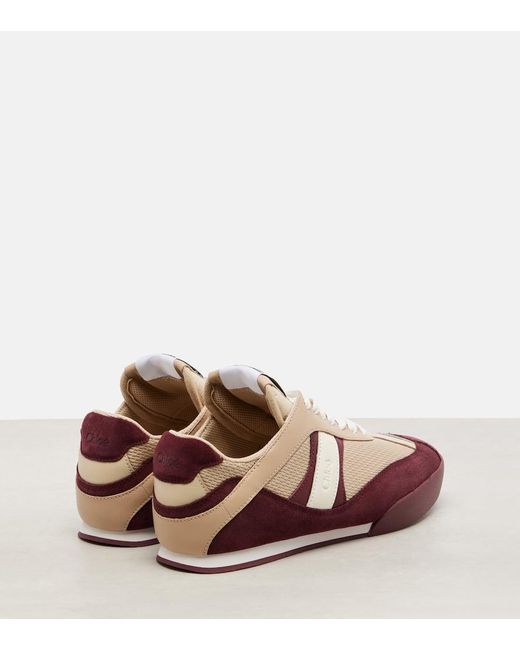 Chloé Pink Kick Suede-Trimmed Sneakers