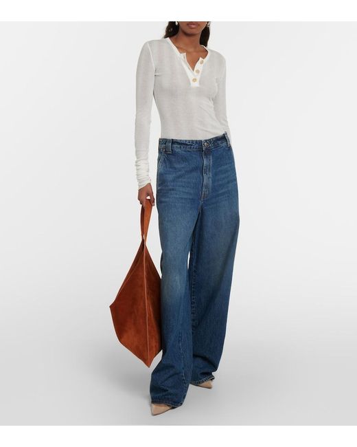 Khaite Bacall Mid-rise Wide-leg Jeans in Blue | Lyst