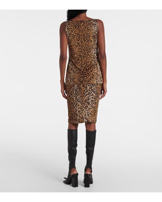 Versace Brown Medusa '95 Leopard-Print Draped Top