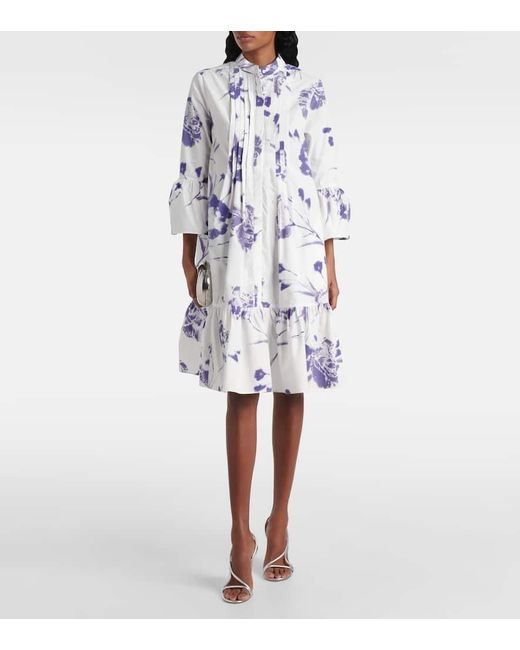 Erdem Blue Floral Cotton Minidress