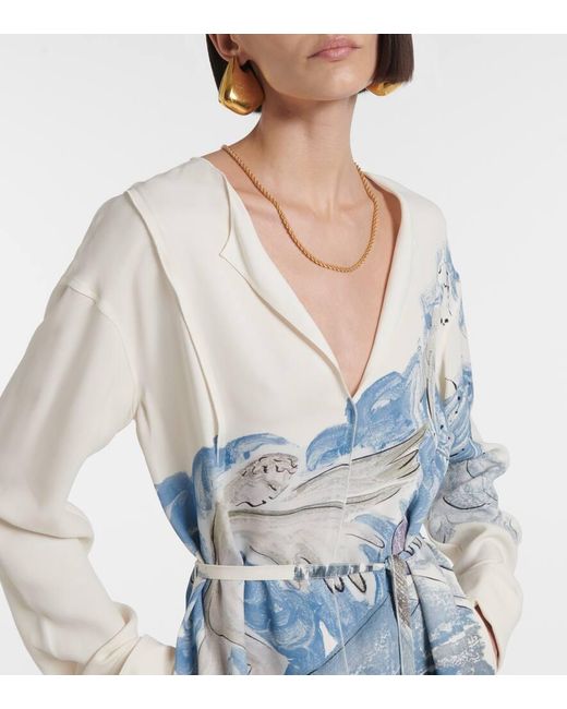 Altuzarra Blue Poppy Printed Silk Midi Dress