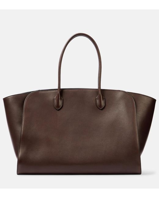 The Row Black Marlo Large Leather Tote Bag