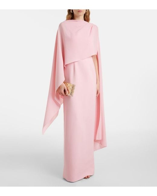 Roksanda Pink Demetria Caped Crepe Maxi Dress