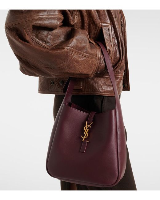 Saint Laurent Purple Le 5 A 7 Small Leather Tote Bag