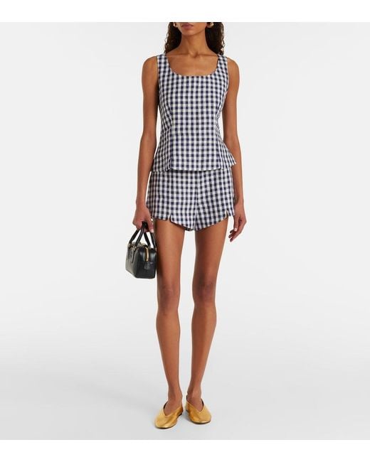 Posse White Sadie Gingham Linen Top