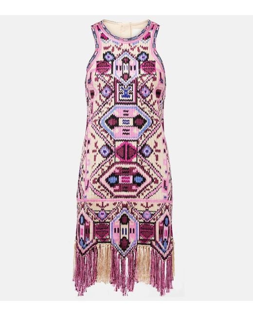 Vestido Corto Yasmine De Algodon Con Flecos Isabel Marant de color Purple