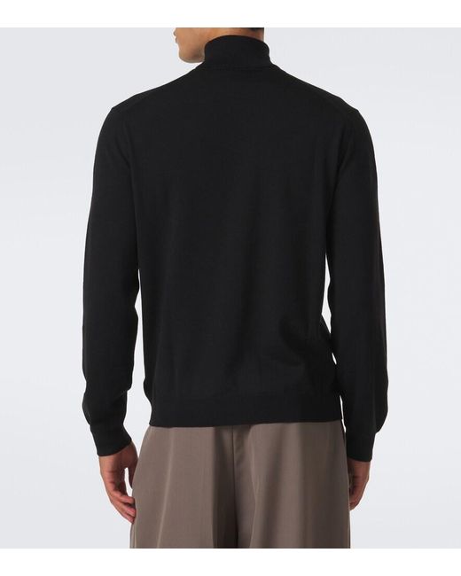 Slowear Black Virgin Wool Turtleneck Sweater for men