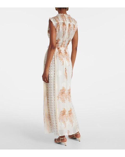 Ulla Johnson Natural Kasia Floral Silk-Blend Maxi Dress