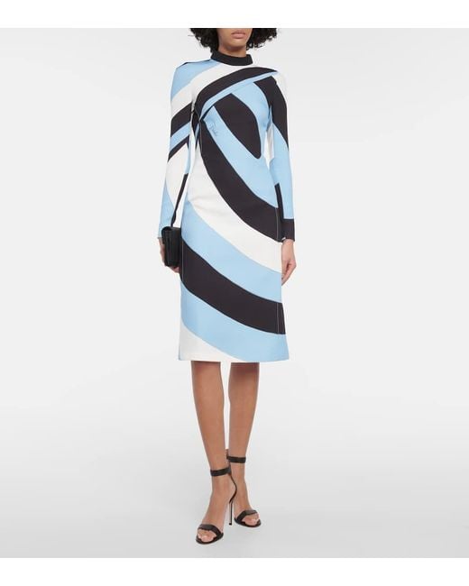Emilio Pucci Blue Midikleid Iride Aus Jersey