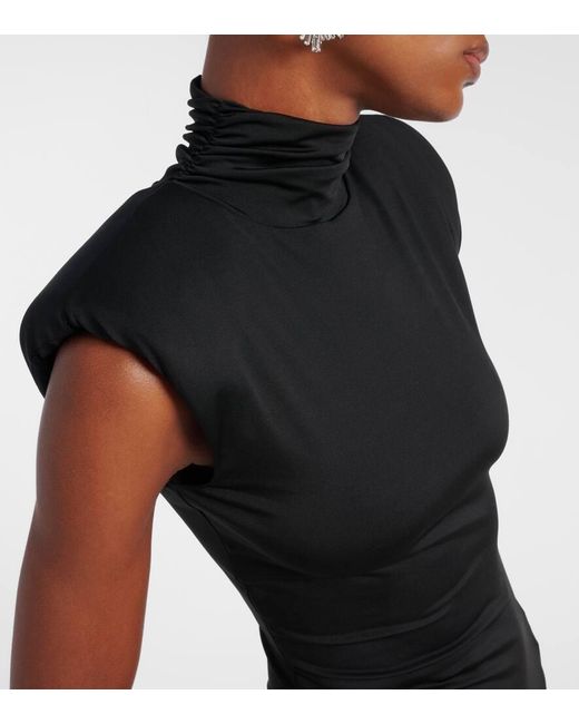 Area Black Midikleid Aus Jersey Mit Kristallen