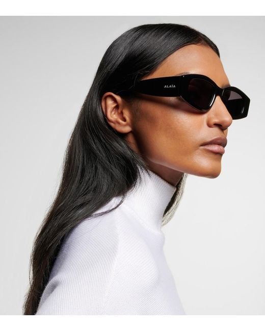 Alaïa Black Logo Rectangular Sunglasses
