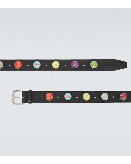 Balenciaga Black Embellished Leather Belt for men