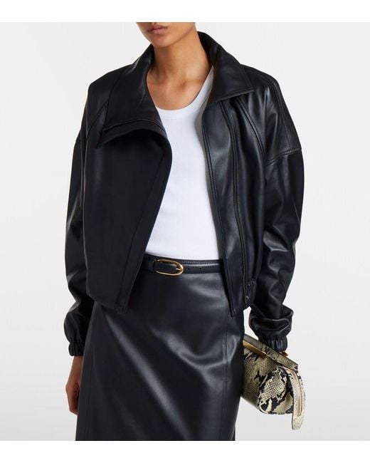 Vince Black Leather Bomber Jacket