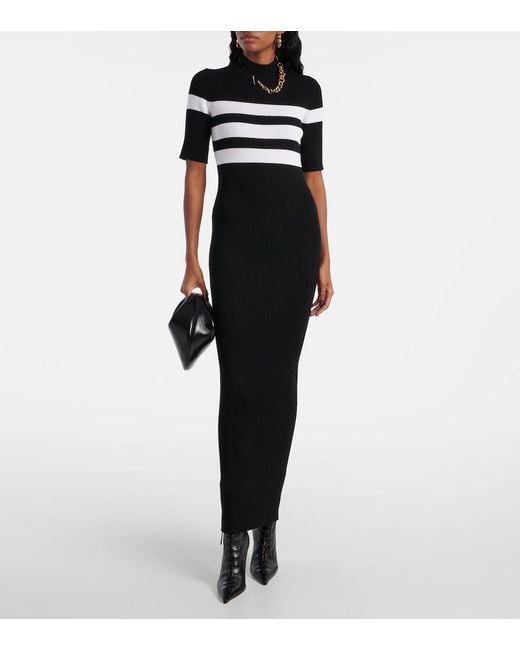 Jean Paul Gaultier Black Striped Jersey Maxi Dress