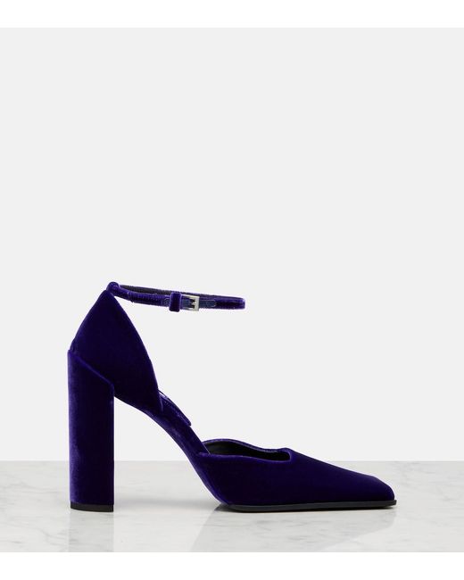 Alaïa Blue Square 90 Velvet Pumps
