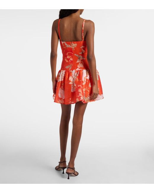 LEO LIN Orange Lorena Floral Ruffled Minidress