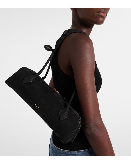 Alaïa Black Le Teckel Medium Suede Shoulder Bag