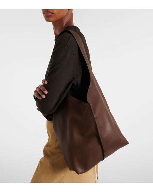 The Row Brown Bindle Medium Leather Shoulder Bag