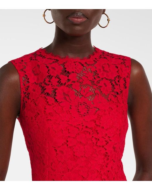 Dolce & Gabbana Red Floral Midi Dress