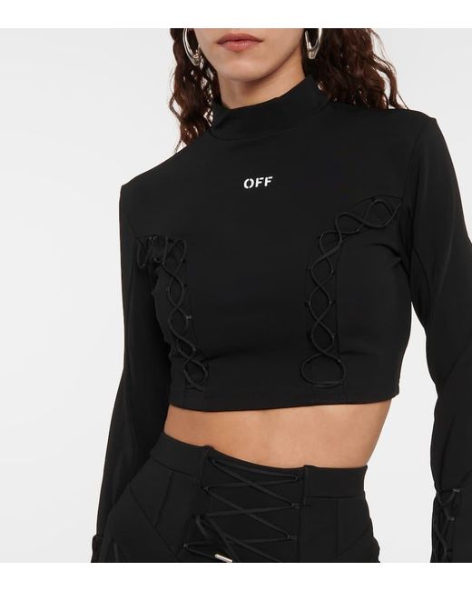 Off-White c/o Virgil Abloh Black Cropped Slim-Fit Top With Lace-Up Detailing