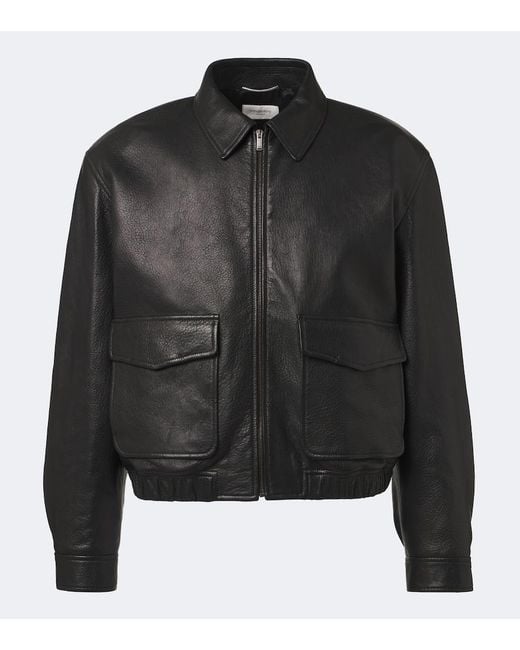 Saint Laurent Black Leather Blouson Jacket for men