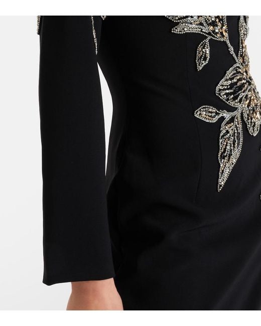 Jenny Packham Black Slipper Orchid Floral-Embellished Maxi Dress