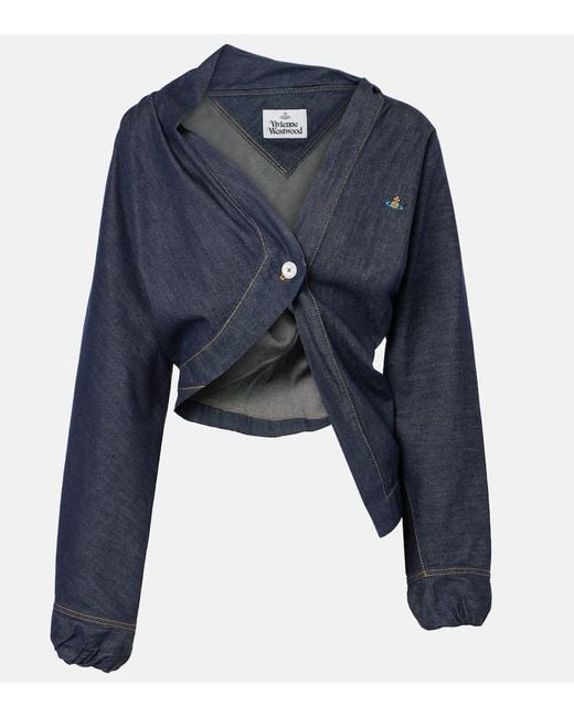 Vivienne Westwood Blue Natalia Cropped Cotton Chambray Shirt