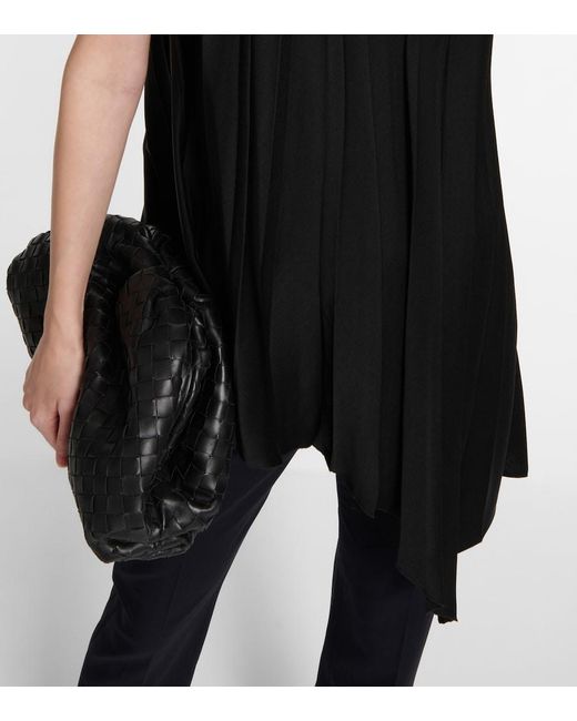 Joseph Black Pleated Asymmetric Satin Top