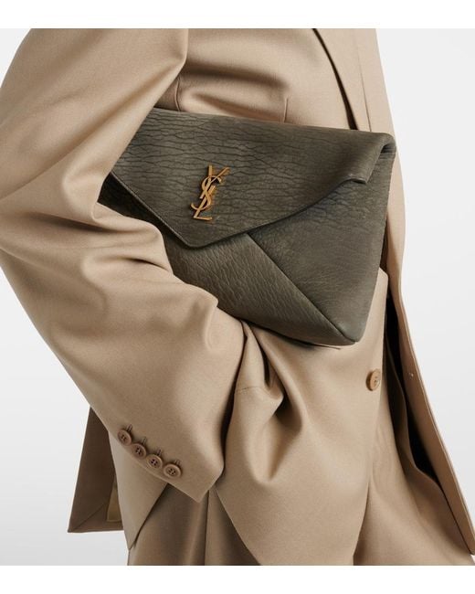 Saint Laurent Black Cassandre Large Leather Pouch