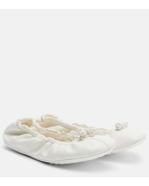 Bottega Veneta White Fantasmina Knot Leather Ballet Flats