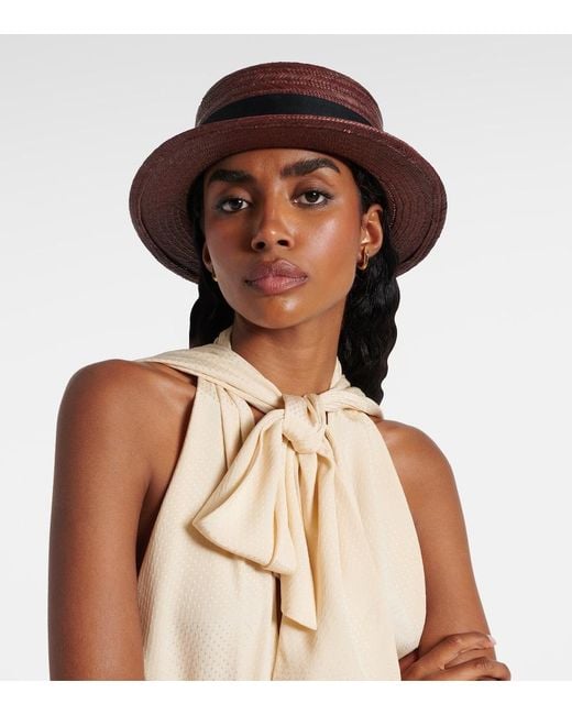 Loro Piana Red Elena Straw Sun Hat