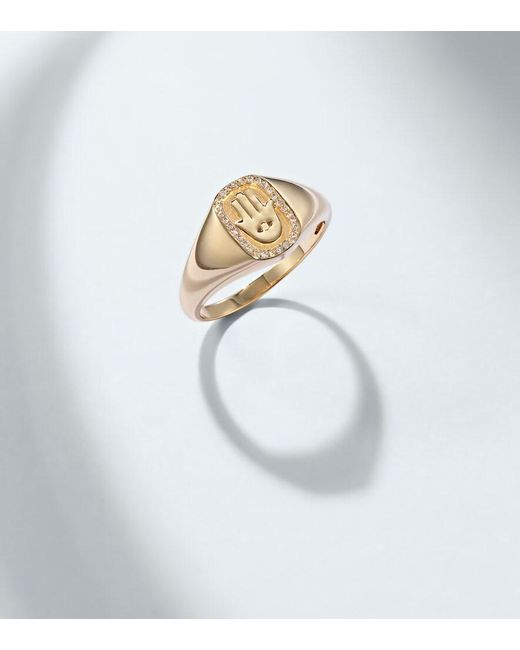 Sydney Evan White Hamsa Icon 14Kt Ring With Diamonds for men