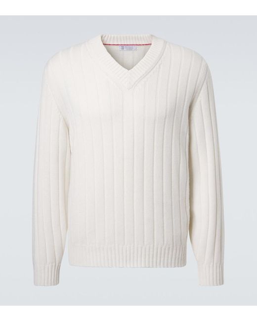 Pullover di Brunello Cucinelli in White da Uomo