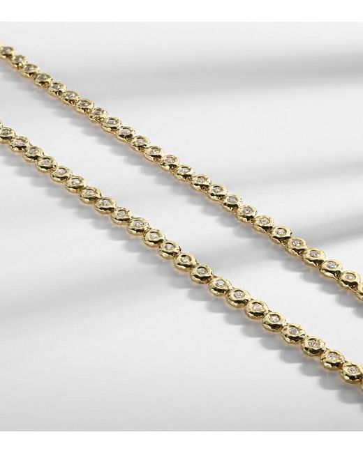 Octavia Elizabeth Metallic Blossom 18Kt Tennis Necklace With Diamonds
