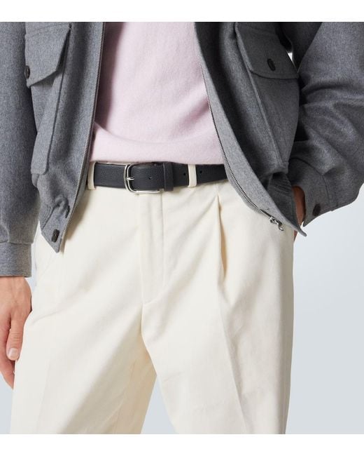 Kiton Black Leather Belt for men