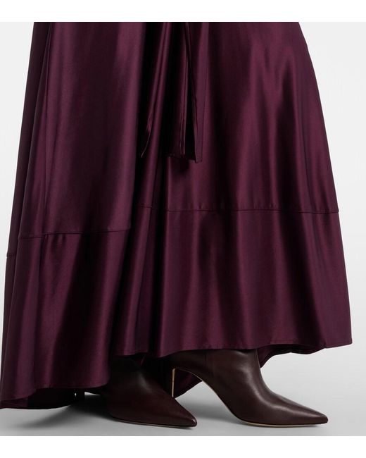 Rabanne Purple Gathered Satin Maxi Skirt