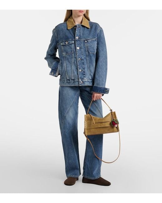 J.W. Anderson Blue Bestickte High-Rise Straight Jeans