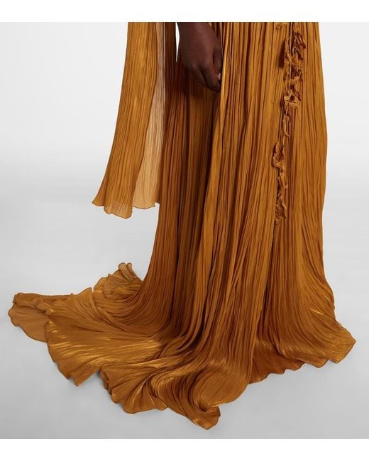 Marmar Halim Metallic Peplum Ruched Gown