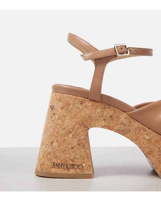 Jimmy Choo Metallic Plateausandalen Heloise 95 Aus Leder