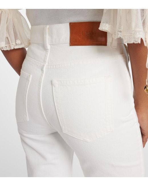 Chloé White High-Rise Flared Jeans