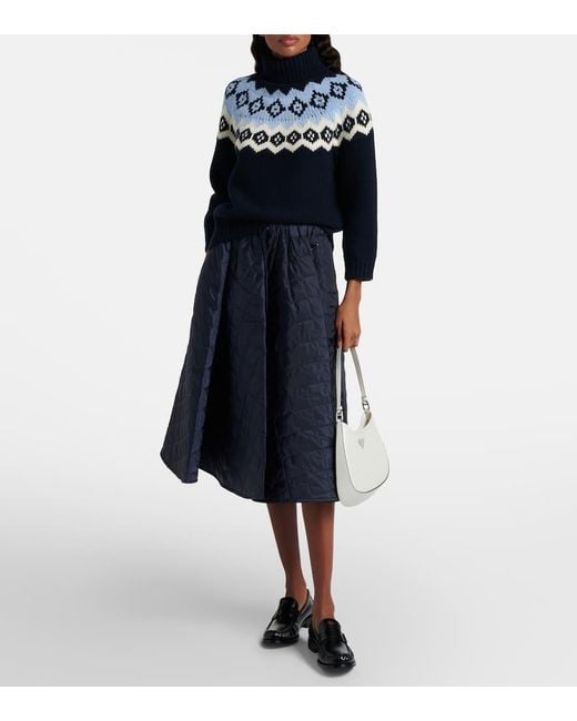 Prada Blue Pullover Aus Wolle Und Kaschmir