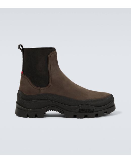 Moncler Black Larue Leather Chelsea Boots for men