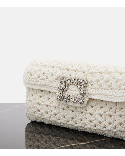 Roger Vivier Metallic Jeu De Fille Embellished Crochet Clutch